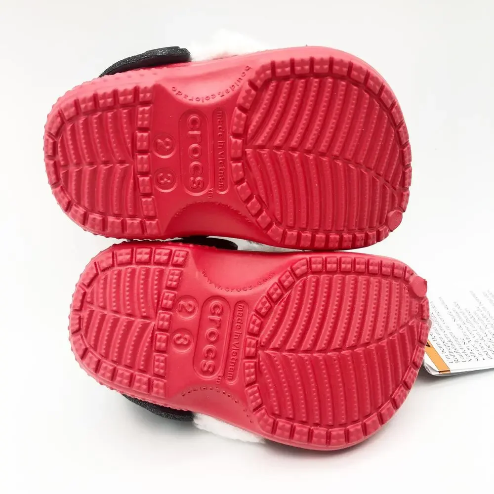 Crocs Baby Santa Classic Clogs Infant Size 2-3 Festive Red White Black NWT